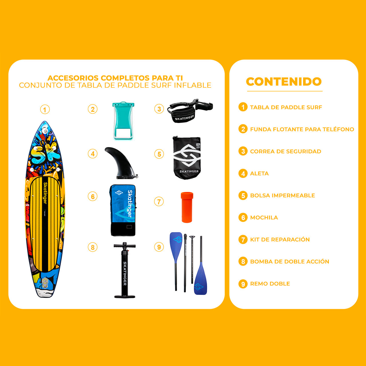 Paddle Board Inflable Graffiti Yellow / Red 11’6” con Accesorios