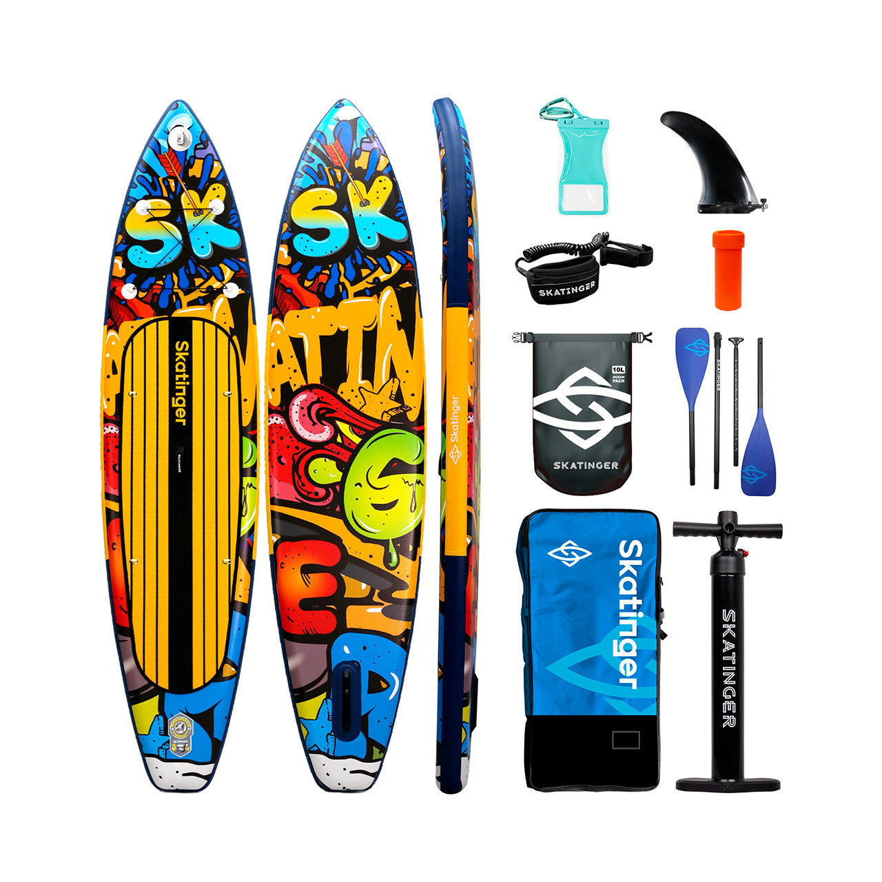 Paddle Board Inflable Graffiti Yellow / Red 11’6” con Accesorios