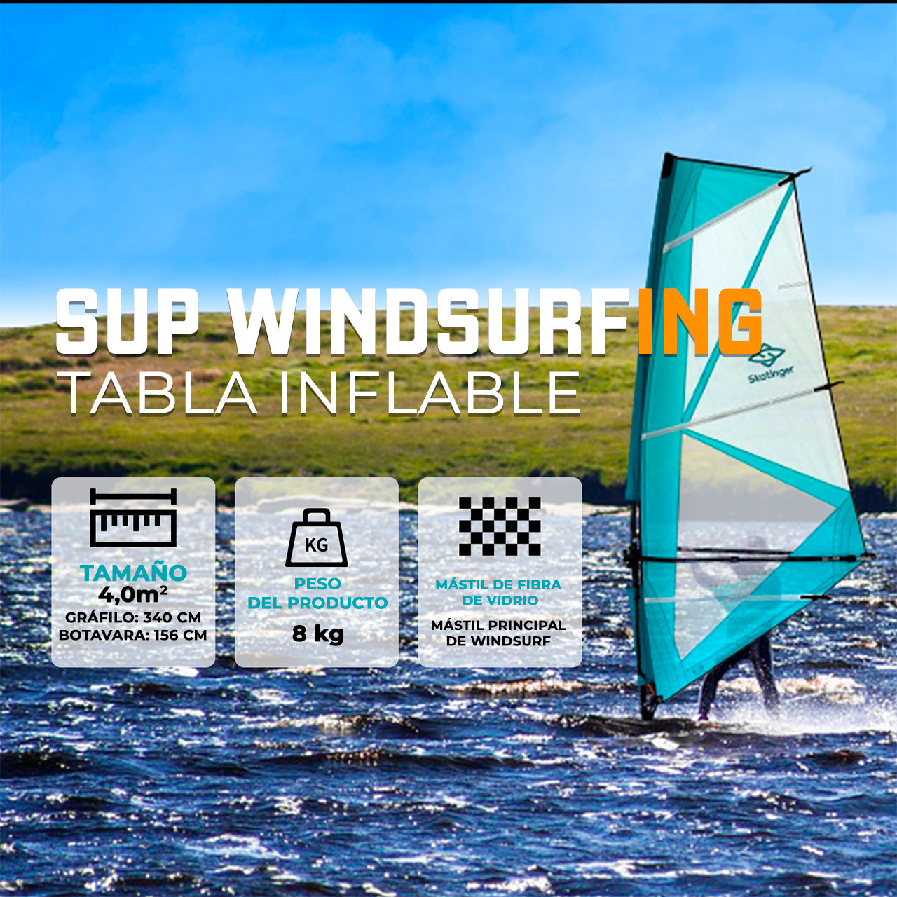 Paddle Board Inflable SKHSAC 11’ con Hard Sail y Accesorios