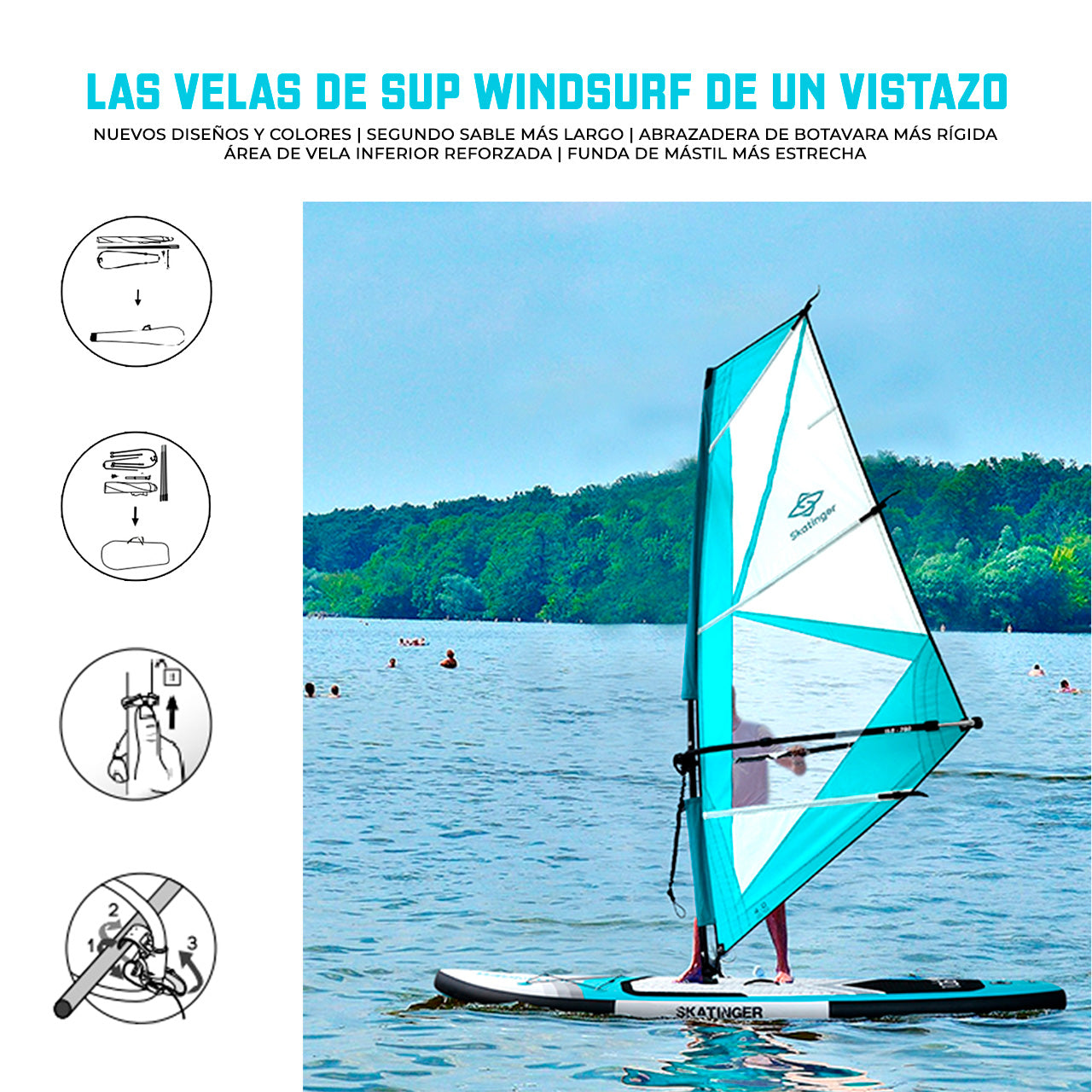 Paddle Board Inflable SKHSAC 11’ con Hard Sail y Accesorios