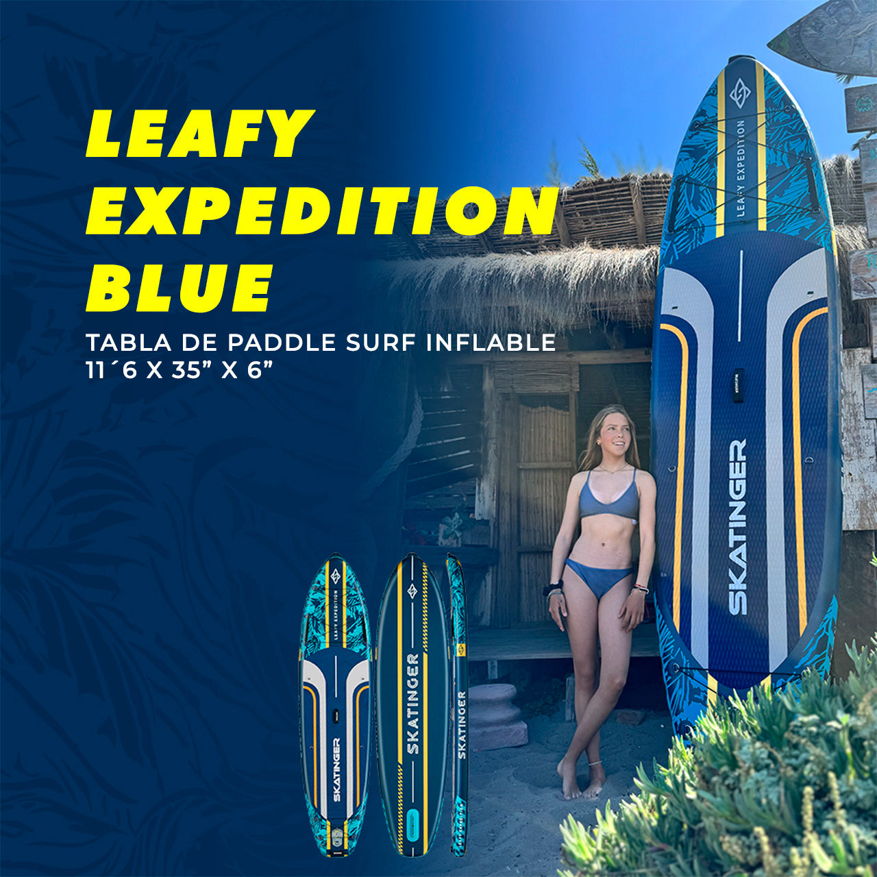 Paddle Board Inflable Leafy Expedition Green / Blue 11’6” con Accesorios