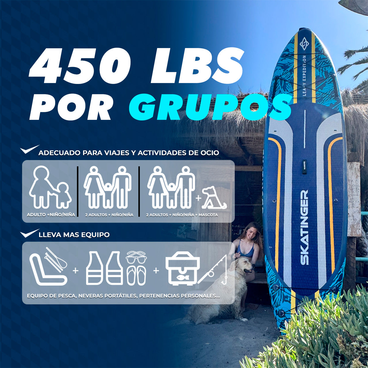 Paddle Board Inflable Leafy Expedition Green / Blue 11’6” con Accesorios