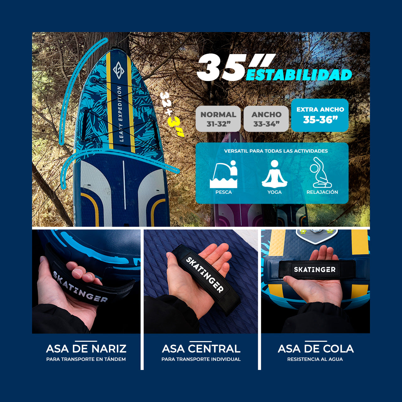 Paddle Board Inflable Leafy Expedition Green / Blue 11’6” con Accesorios