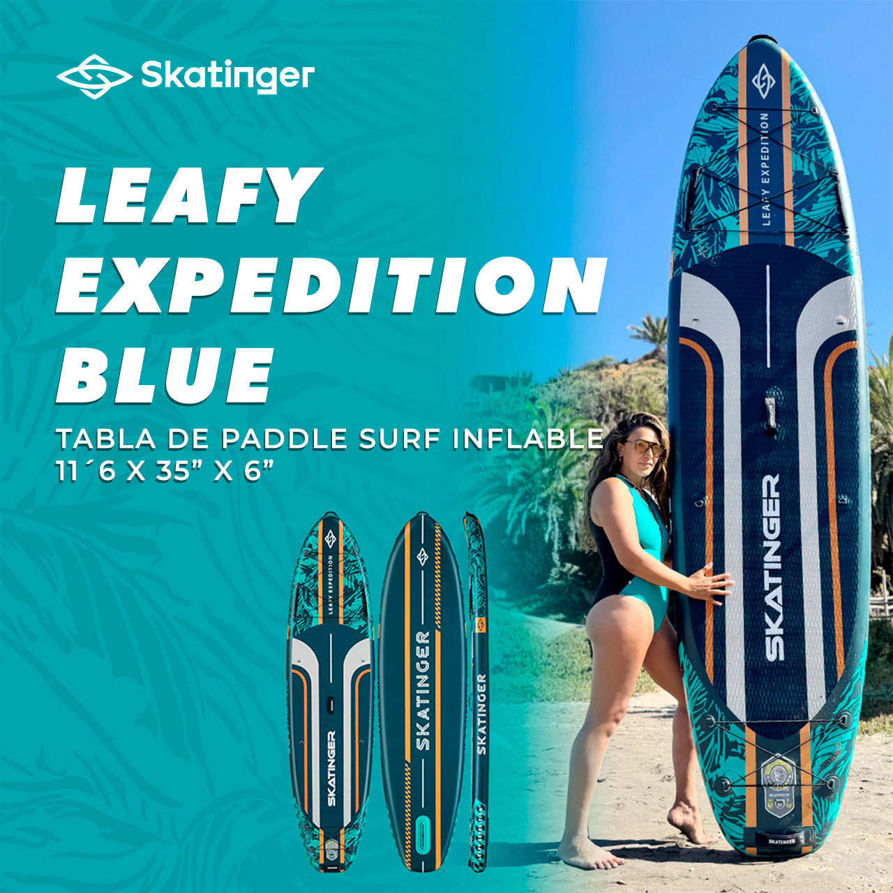 Paddle Board Inflable Leafy Expedition Green / Blue 11’6” con Accesorios