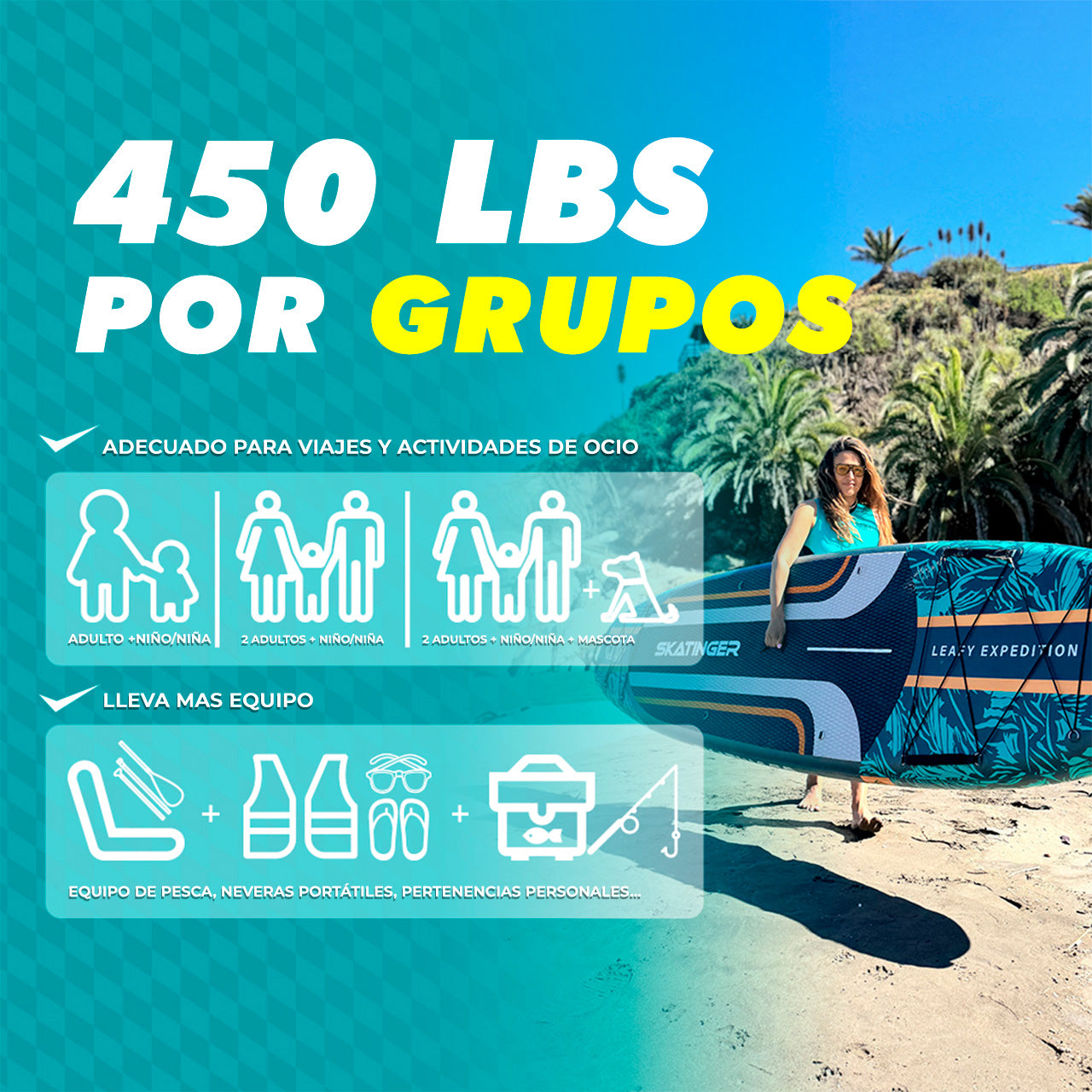 Paddle Board Inflable Leafy Expedition Green / Blue 11’6” con Accesorios