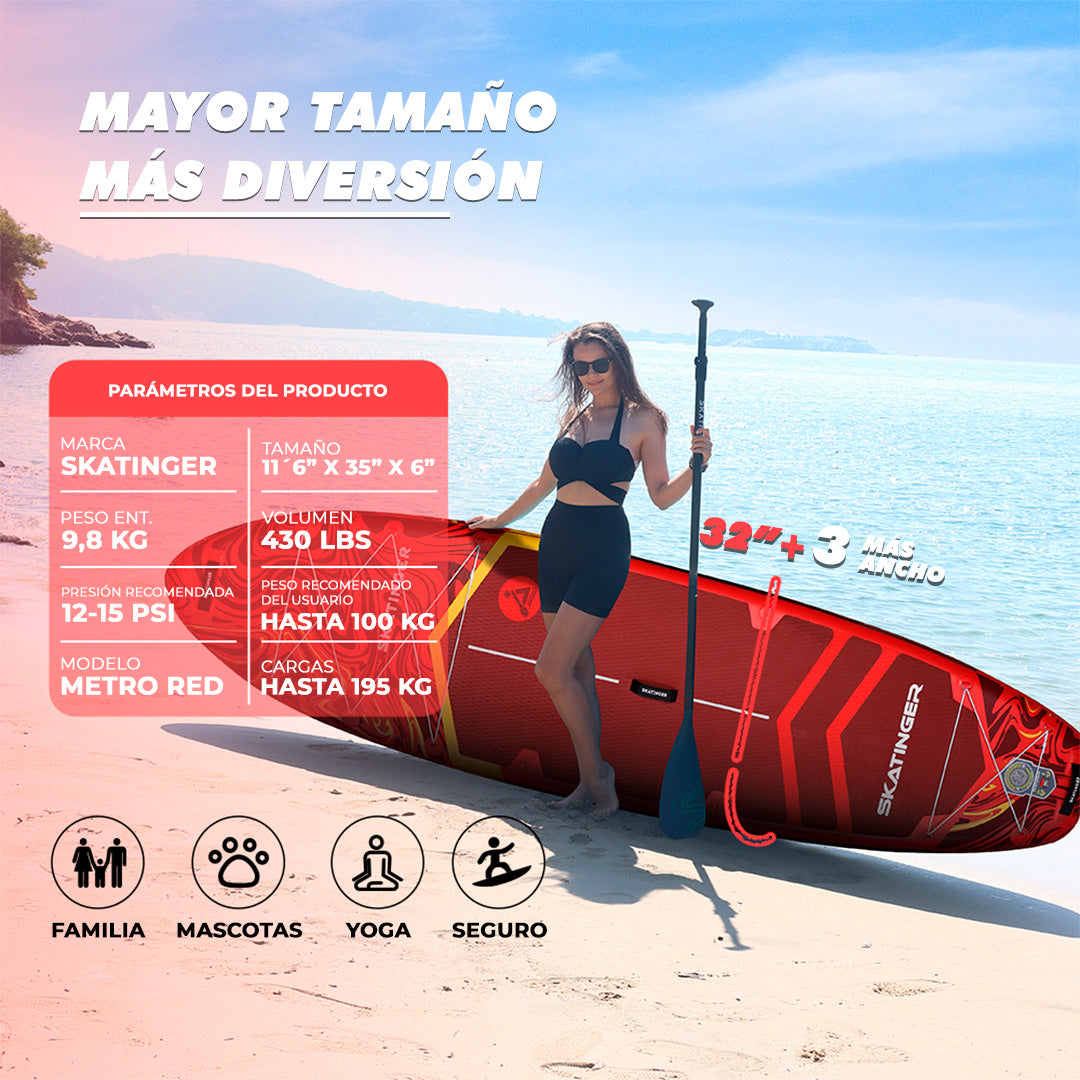 Paddle Board Inflable Magma Red 11’6” con Accesorios