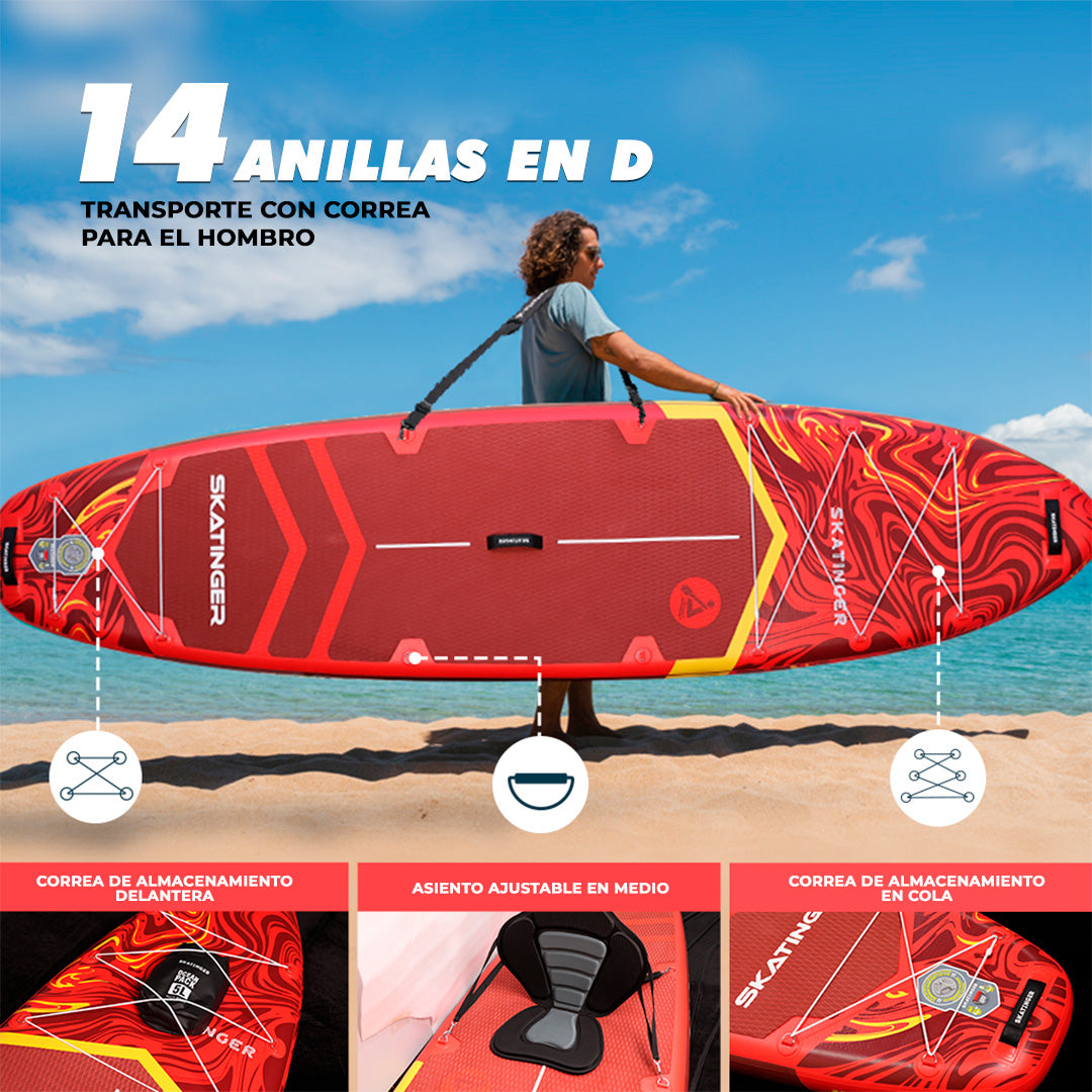 Paddle Board Inflable Magma Red 11’6” con Accesorios