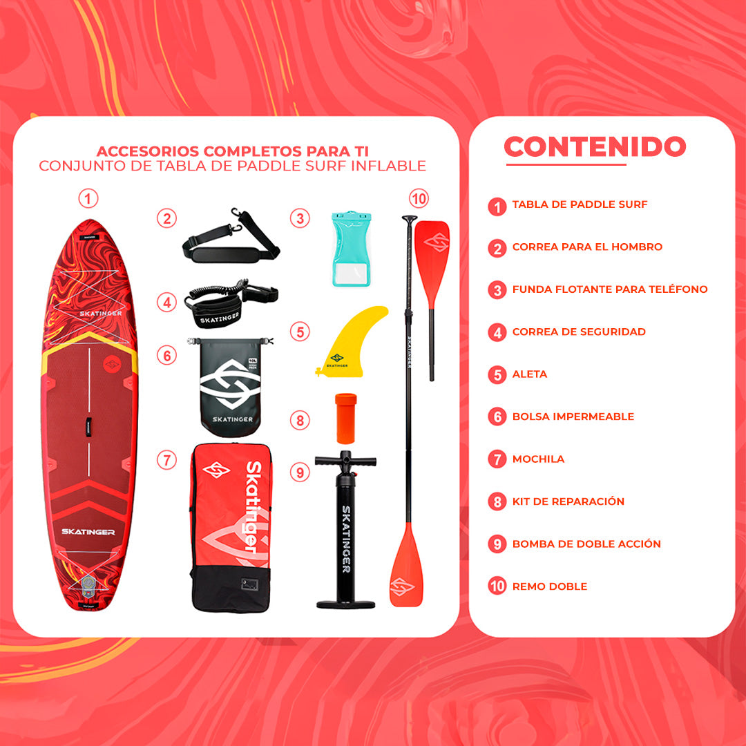 Paddle Board Inflable Magma Red 11’6” con Accesorios