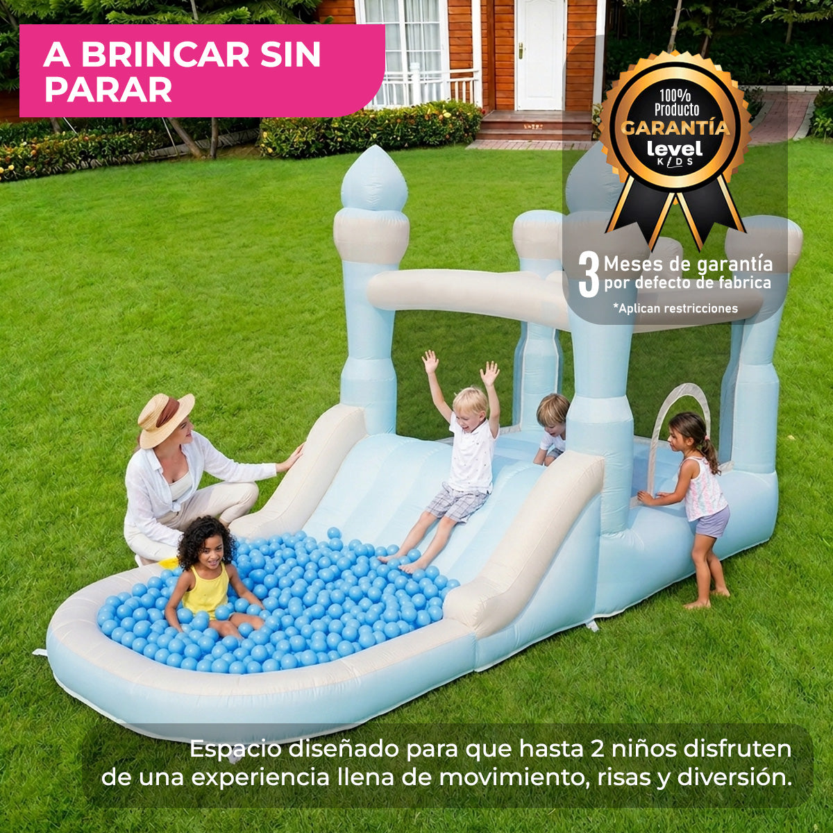 Brincolín Inflable Infantil Nubelandia con Soplador 350W para Exterior