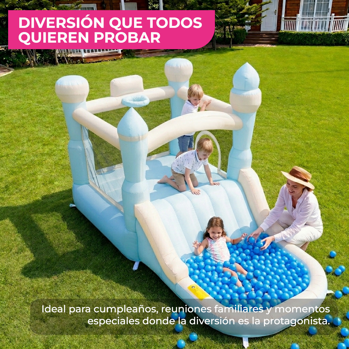 Brincolín Inflable Infantil Nubelandia con Soplador 350W para Exterior