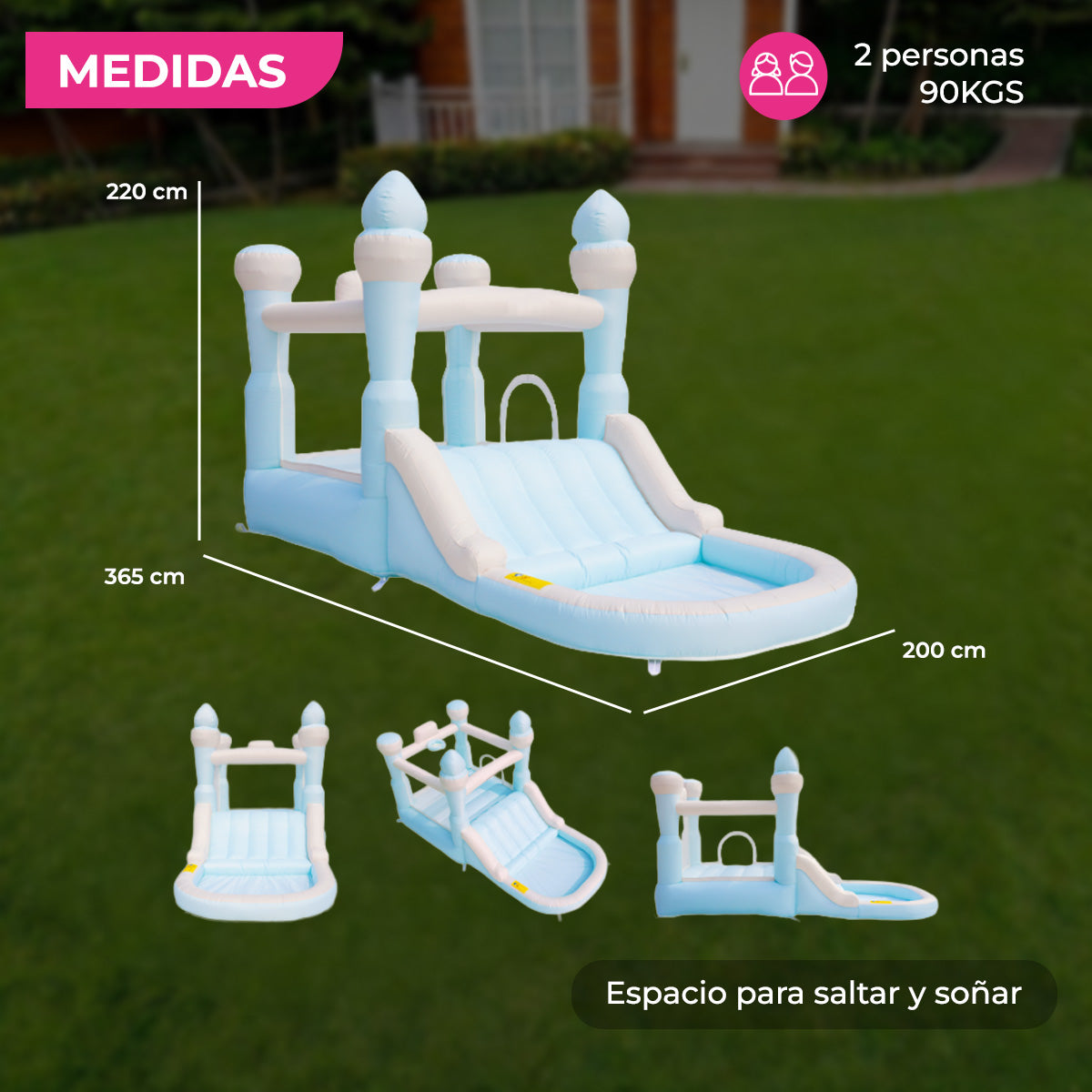Brincolín Inflable Infantil Nubelandia con Soplador 350W para Exterior
