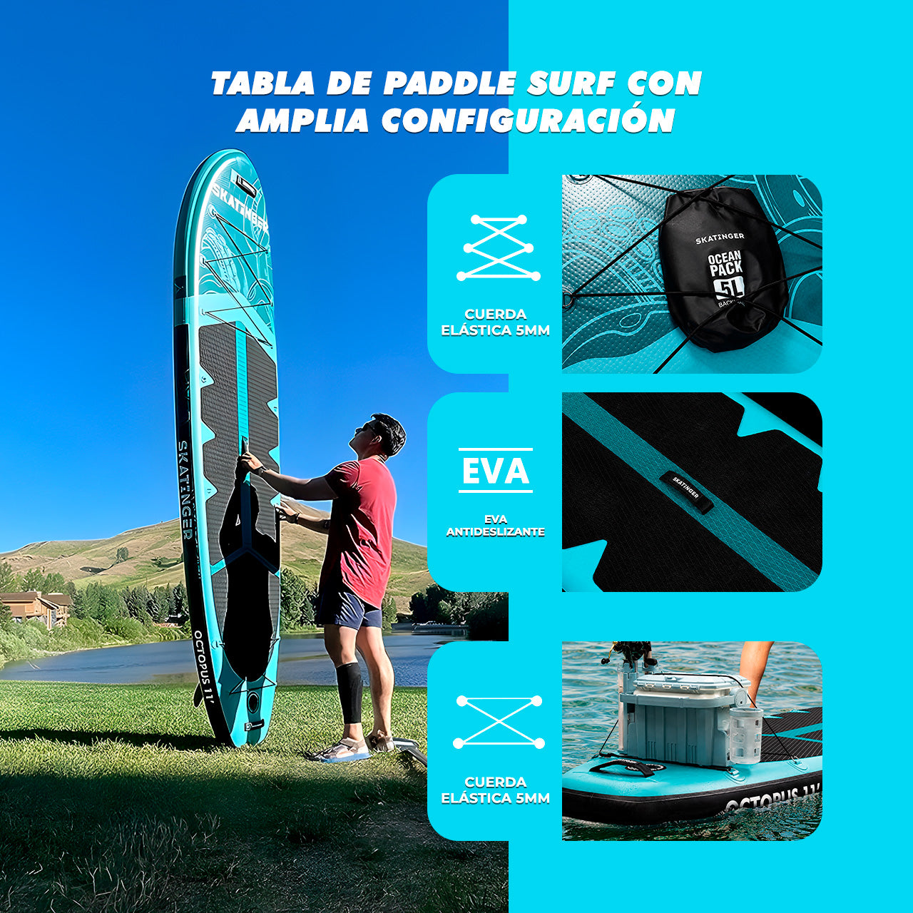 Paddle Board Inflable Octupus 11’ con Accesorios