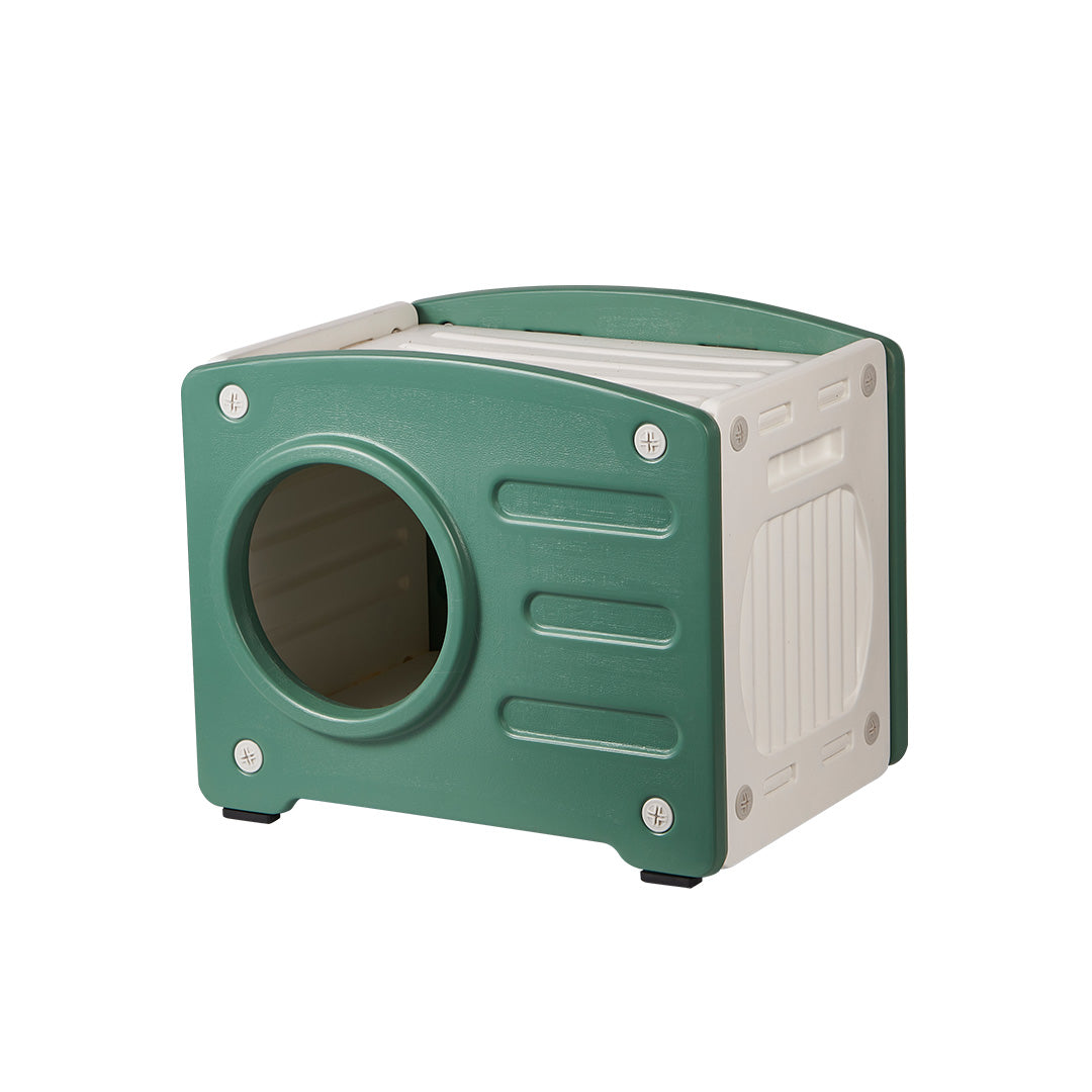 Casa y Cama De Plástico para Gato con Rascador