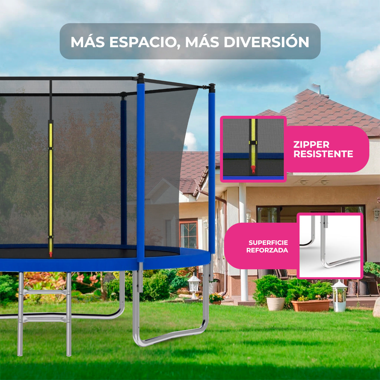 Trampolín Recto con Red de Seguridad para Exterior