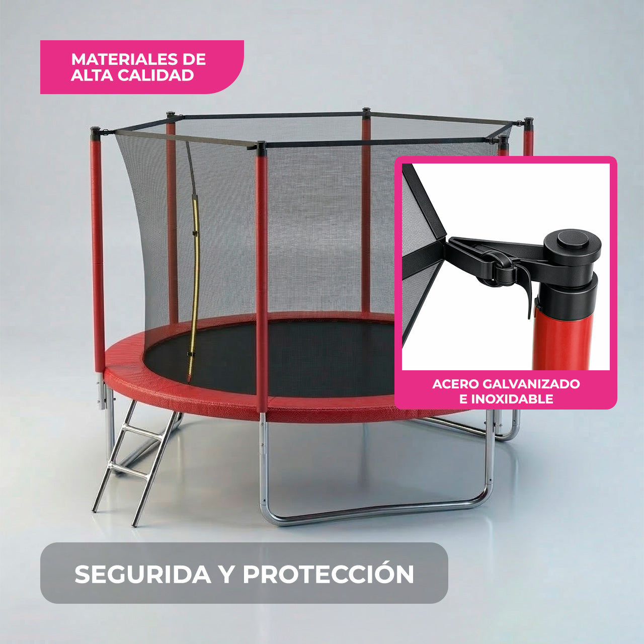 Trampolín Recto con Red de Seguridad para Exterior