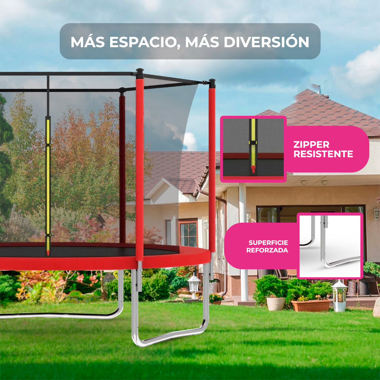 Trampolín Recto con Red de Seguridad para Exterior