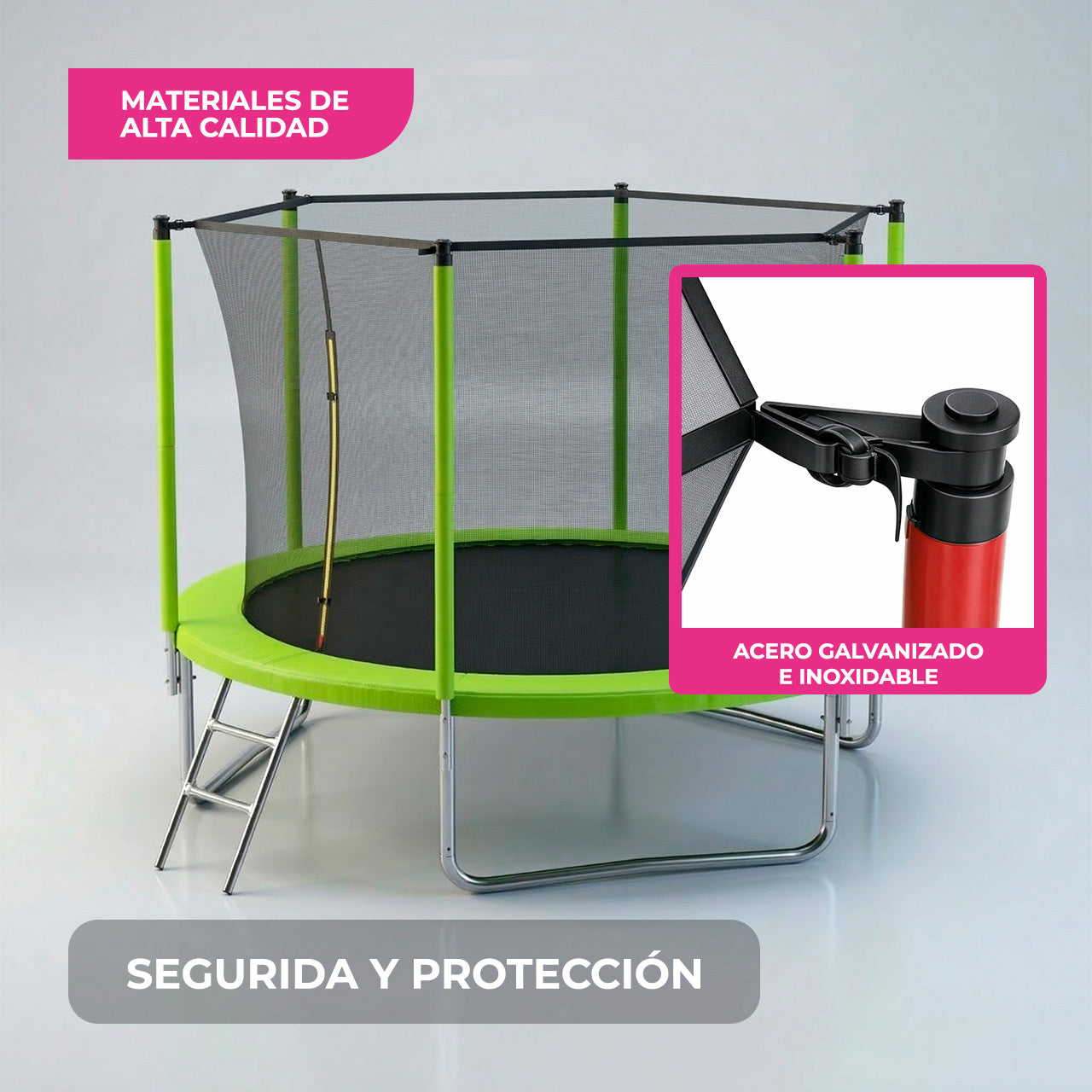 Trampolín Recto con Red de Seguridad para Exterior