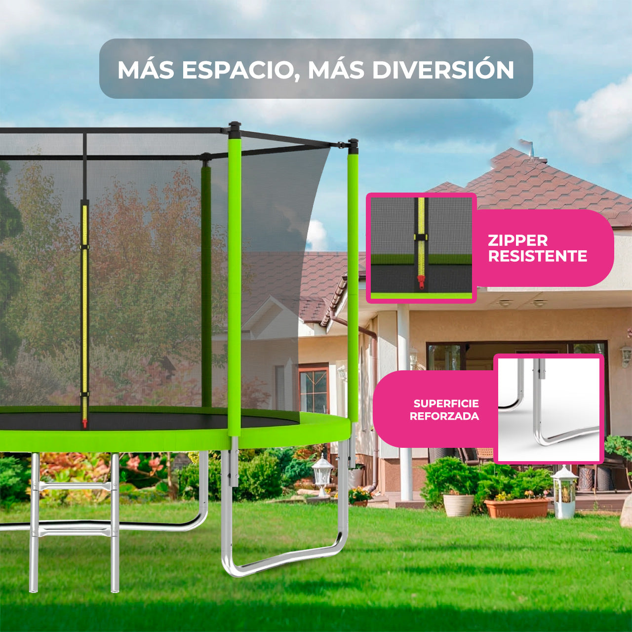 Trampolín Recto con Red de Seguridad para Exterior