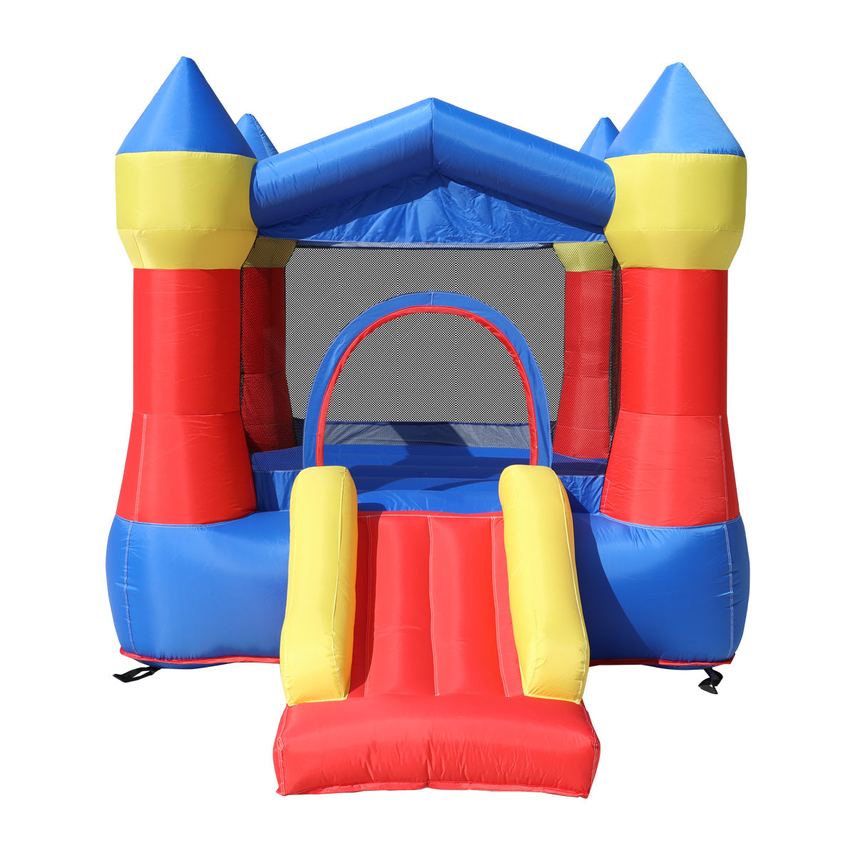 Castillo Inflable Infantil Reino Arcoíris con Soplador 350W para Jardín y Área de Juego