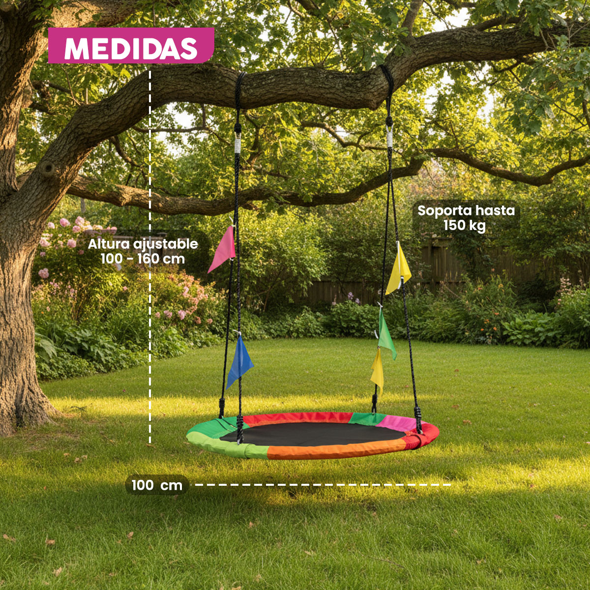 Columpio de Platillo 40” Infantil Tela Oxford 900D impermeable