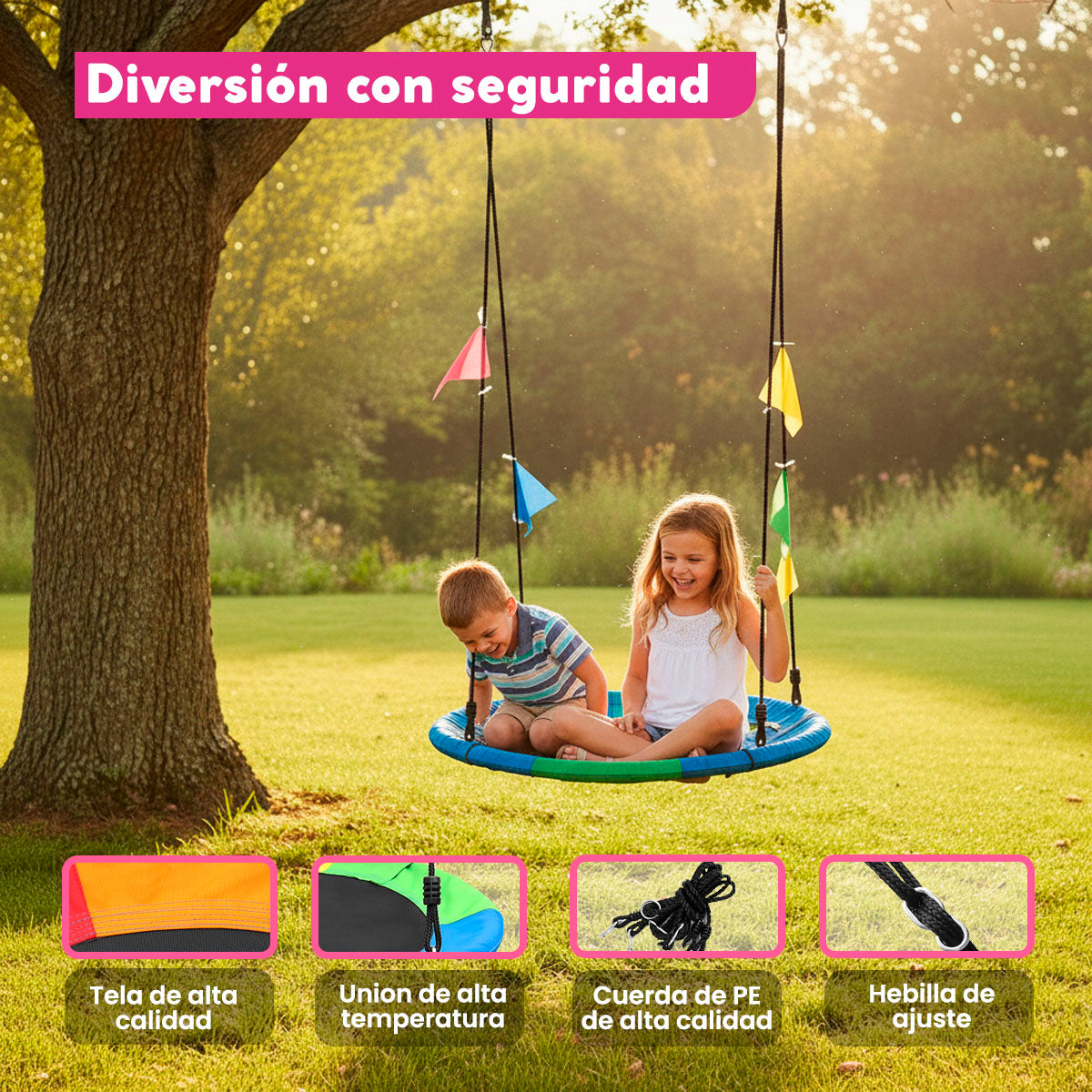 Columpio de Platillo 40” Infantil Tela Oxford 900D impermeable