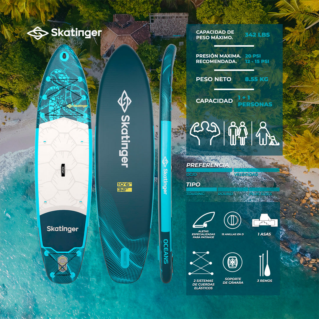 Paddle Board Inflable Turtle 2026 10’6” con Accesorios