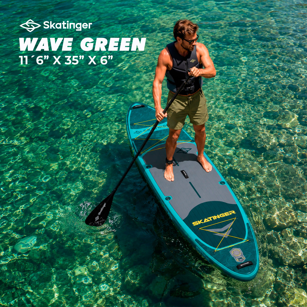 Paddle Board Inflable Wave Green / Silver 2026 11’6” con Accesorios