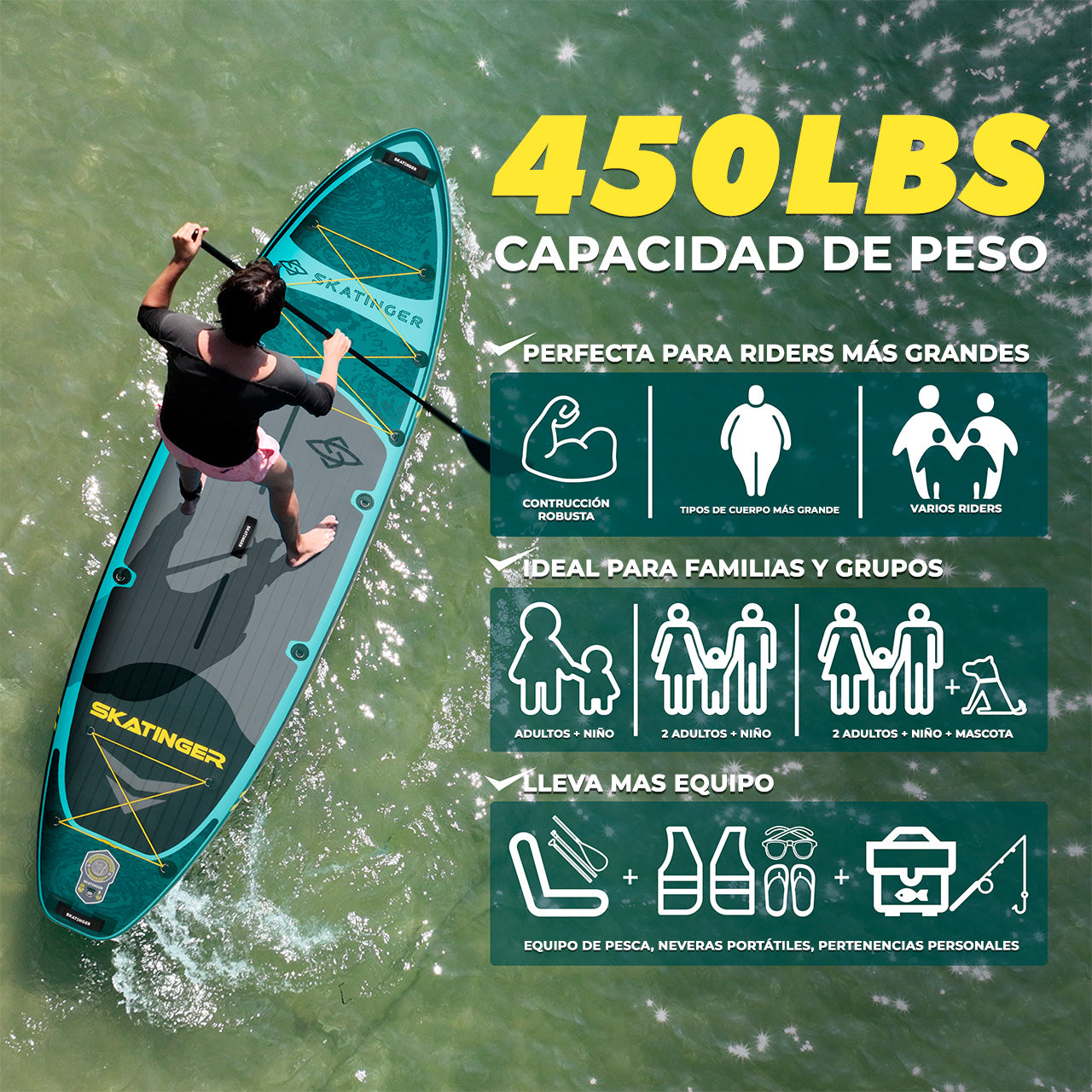 Paddle Board Inflable Wave Green / Silver 2026 11’6” con Accesorios