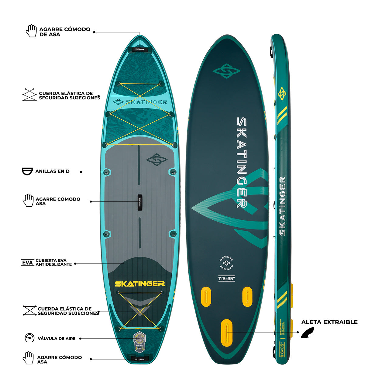 Paddle Board Inflable Wave Green / Silver 2026 11’6” con Accesorios