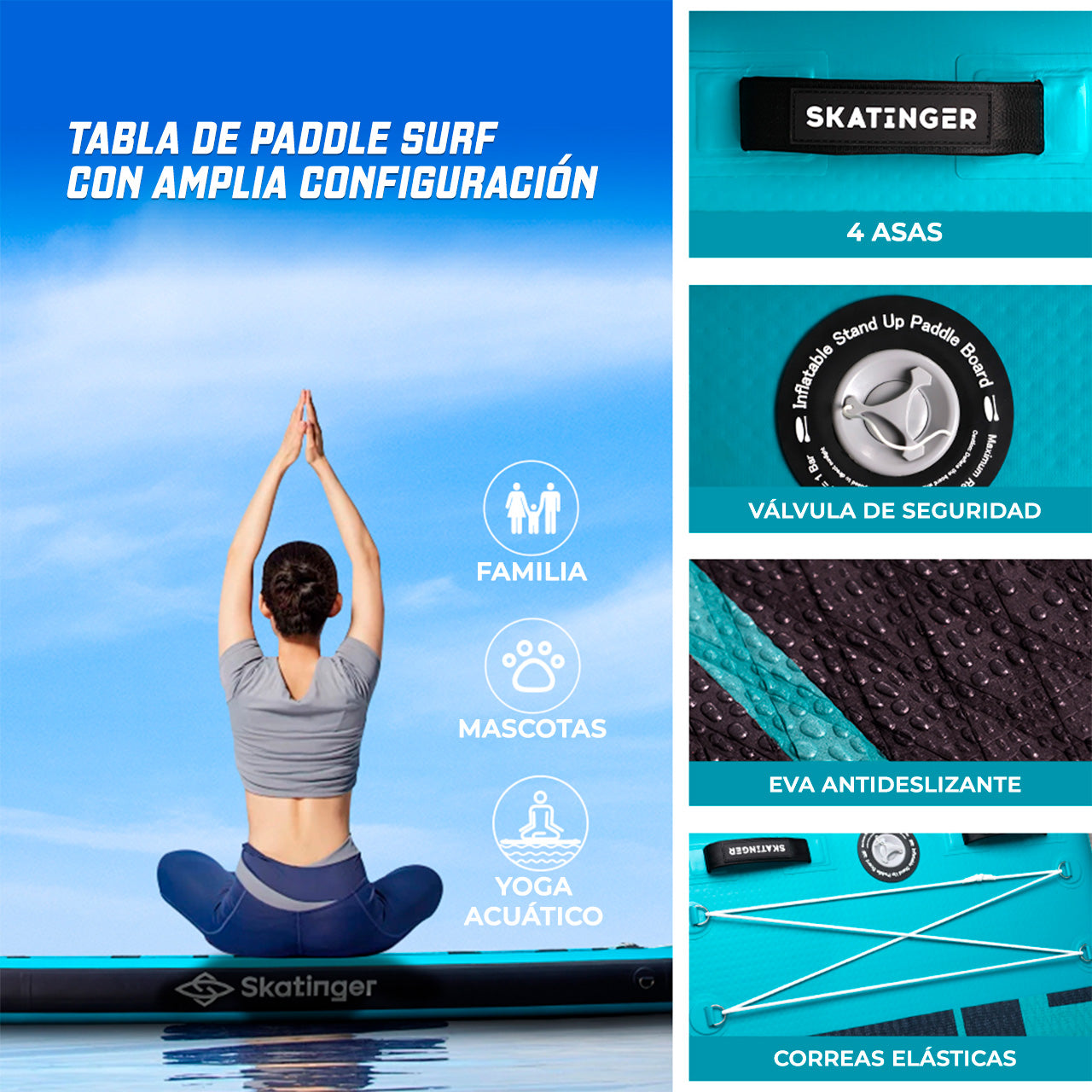 Yoga Mat Inflable para Agua con Accesorios