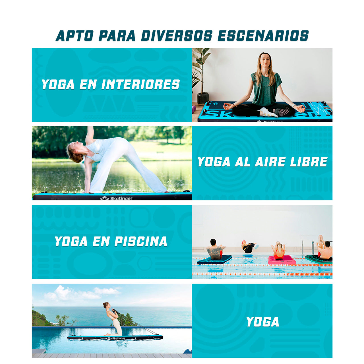 Yoga Mat Inflable para Agua con Accesorios