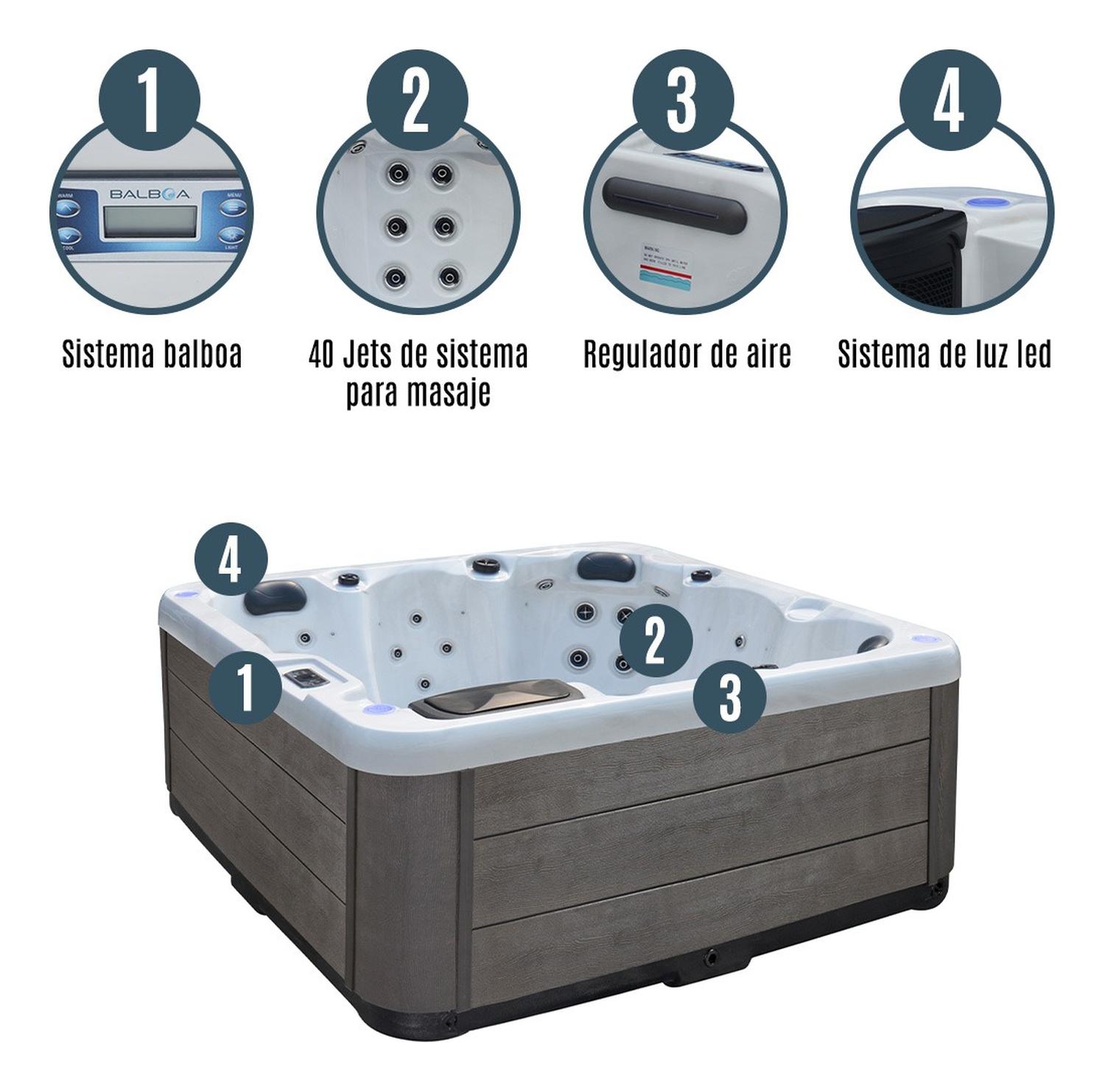 Tina de Hidromasaje Exterior Verona 6 Personas 40 Jets 220v